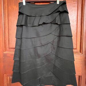 Black taffeta pencil skirt with tulip detailing